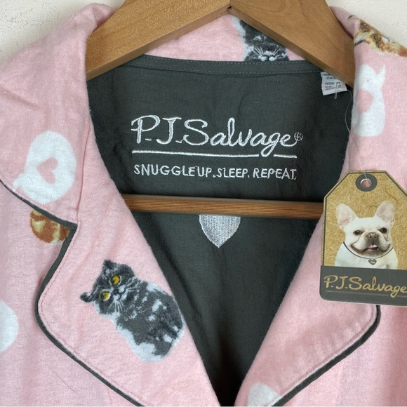 NWT PJ Salvage Meow & Furever Flannel Pajama Top - Picture 3 of 10